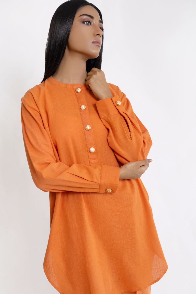 Shehrnaz - SHK-1401 - Saffron - Irish linen - 2 Piece