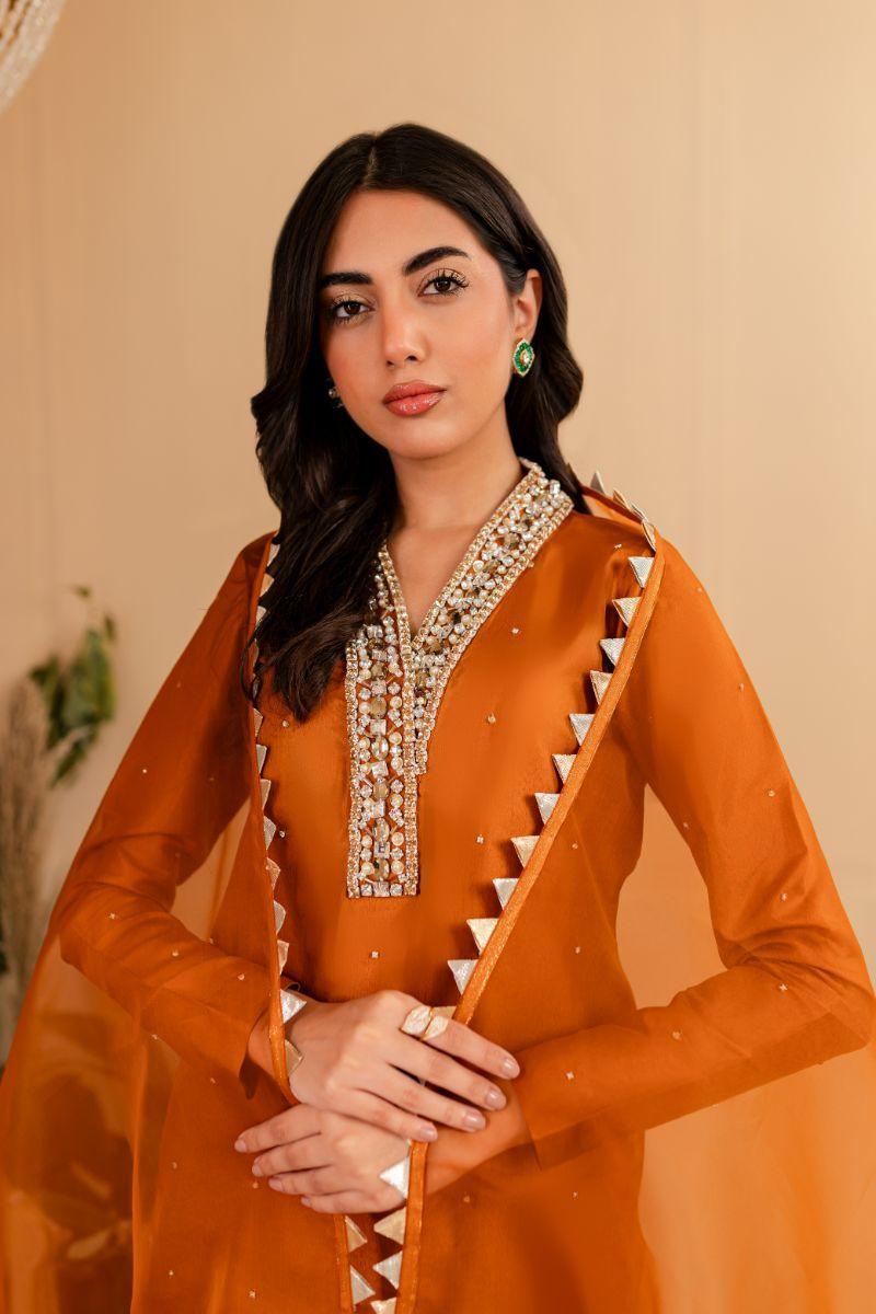 Allure by Ih - CYRA - BURNT ORANGE  - Katan Silk - 3 Piece