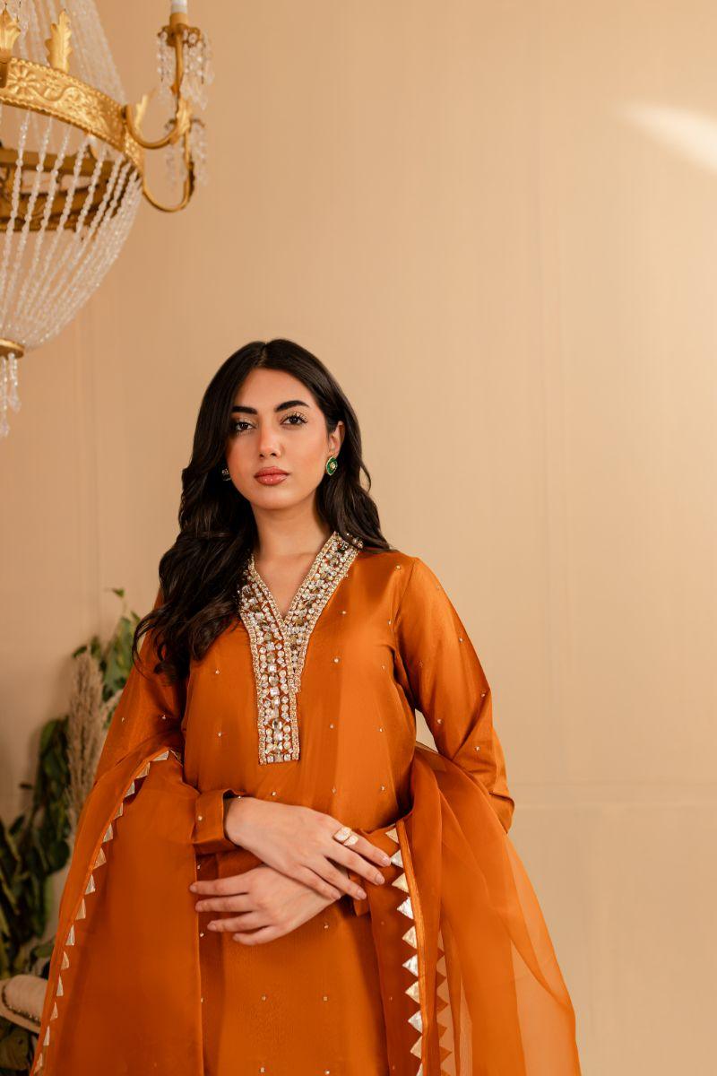 Allure by Ih - CYRA - BURNT ORANGE  - Katan Silk - 3 Piece