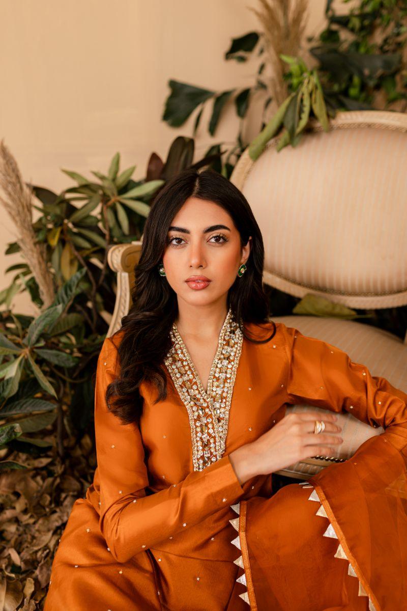 Allure by Ih - CYRA - BURNT ORANGE  - Katan Silk - 3 Piece