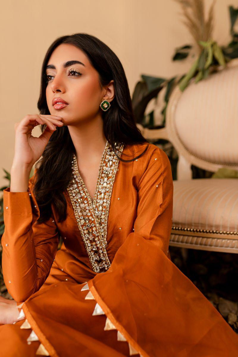 Allure by Ih - CYRA - BURNT ORANGE  - Katan Silk - 3 Piece