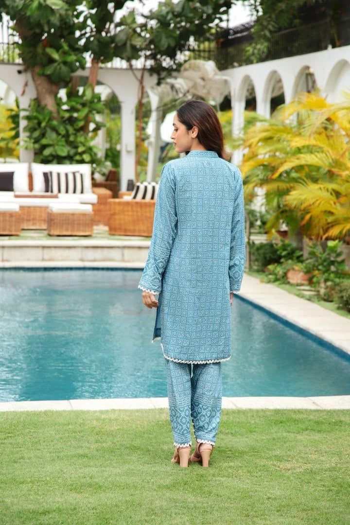 Shehrnaz - SHK-1193 - Light blue - cotton chikan - 2 Piece - Studio by TCS