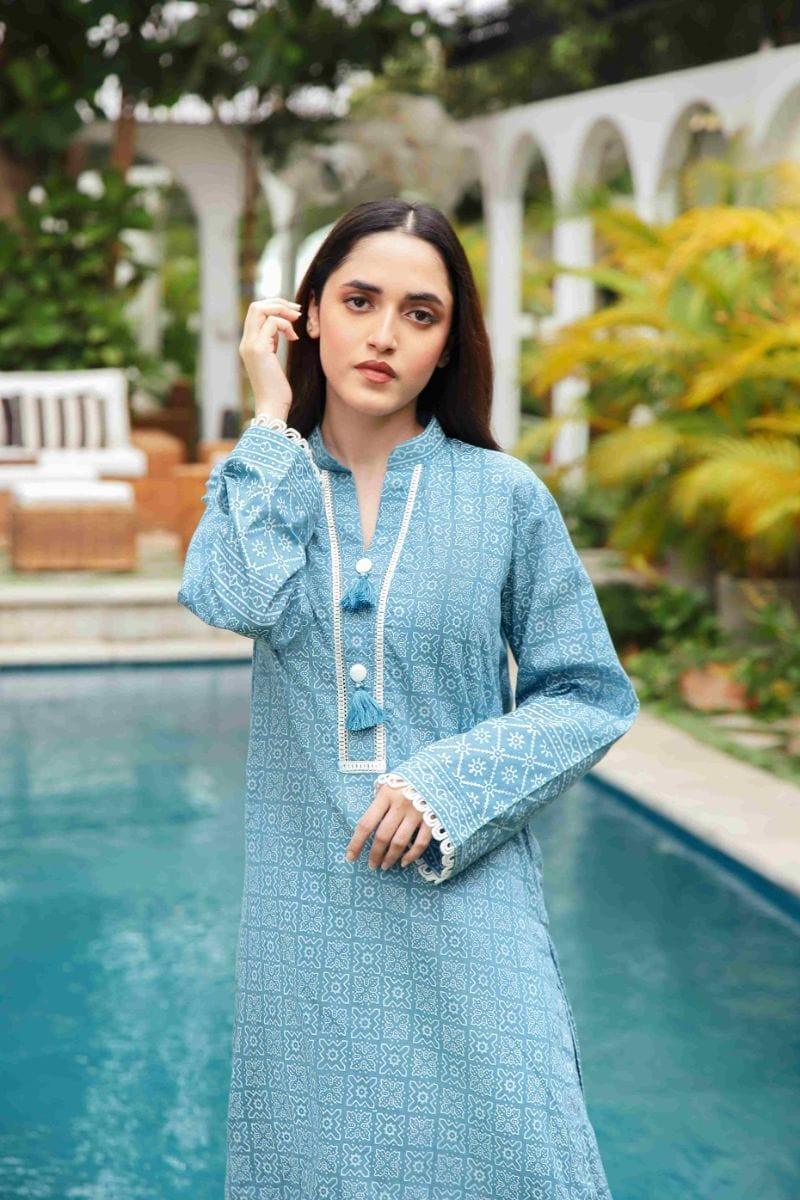 Shehrnaz - SHK-1193 - Light blue - cotton chikan - 2 Piece - Studio by TCS