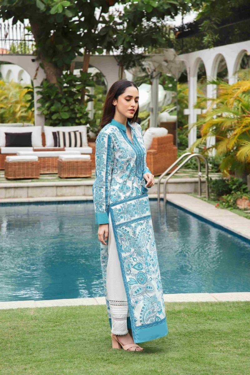 Shehrnaz - SHK-1194 - Blue / White - Silk - 2 Piece - Studio by TCS