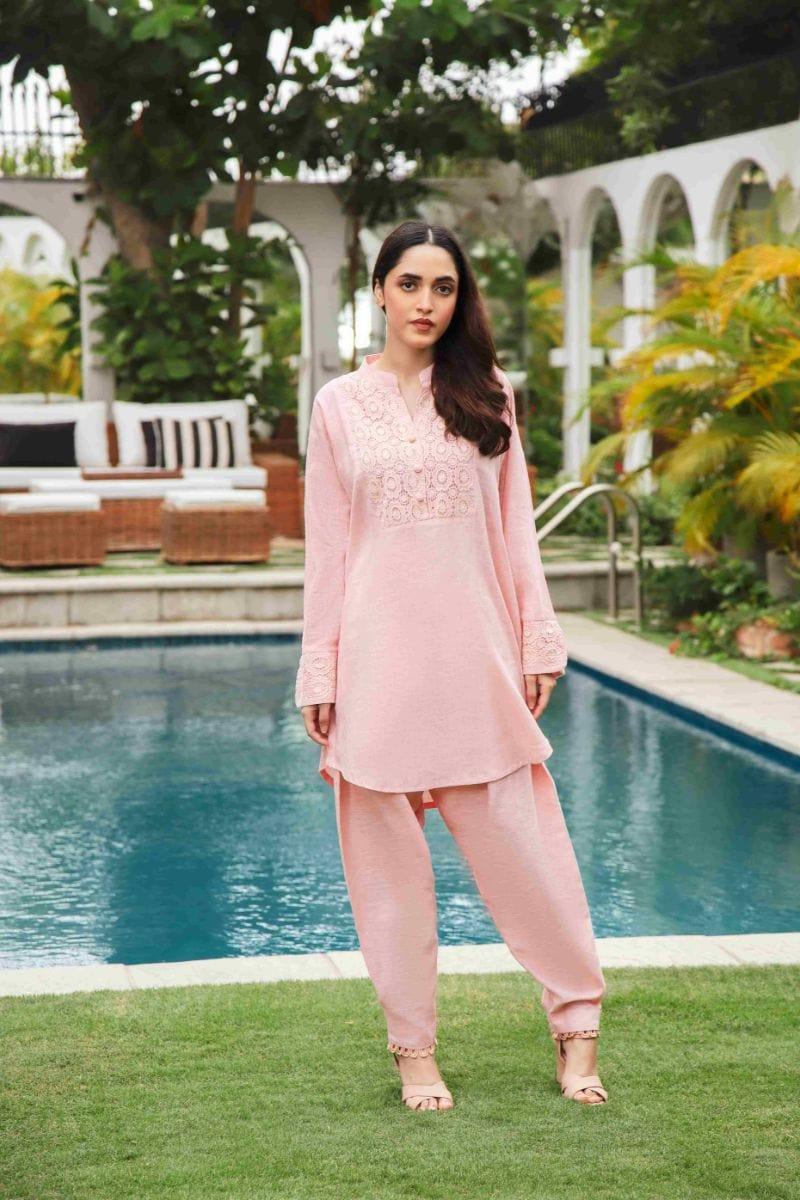 Shehrnaz - SHK-1195 - Peach - Irish linen - 2 Piece - Studio by TCS