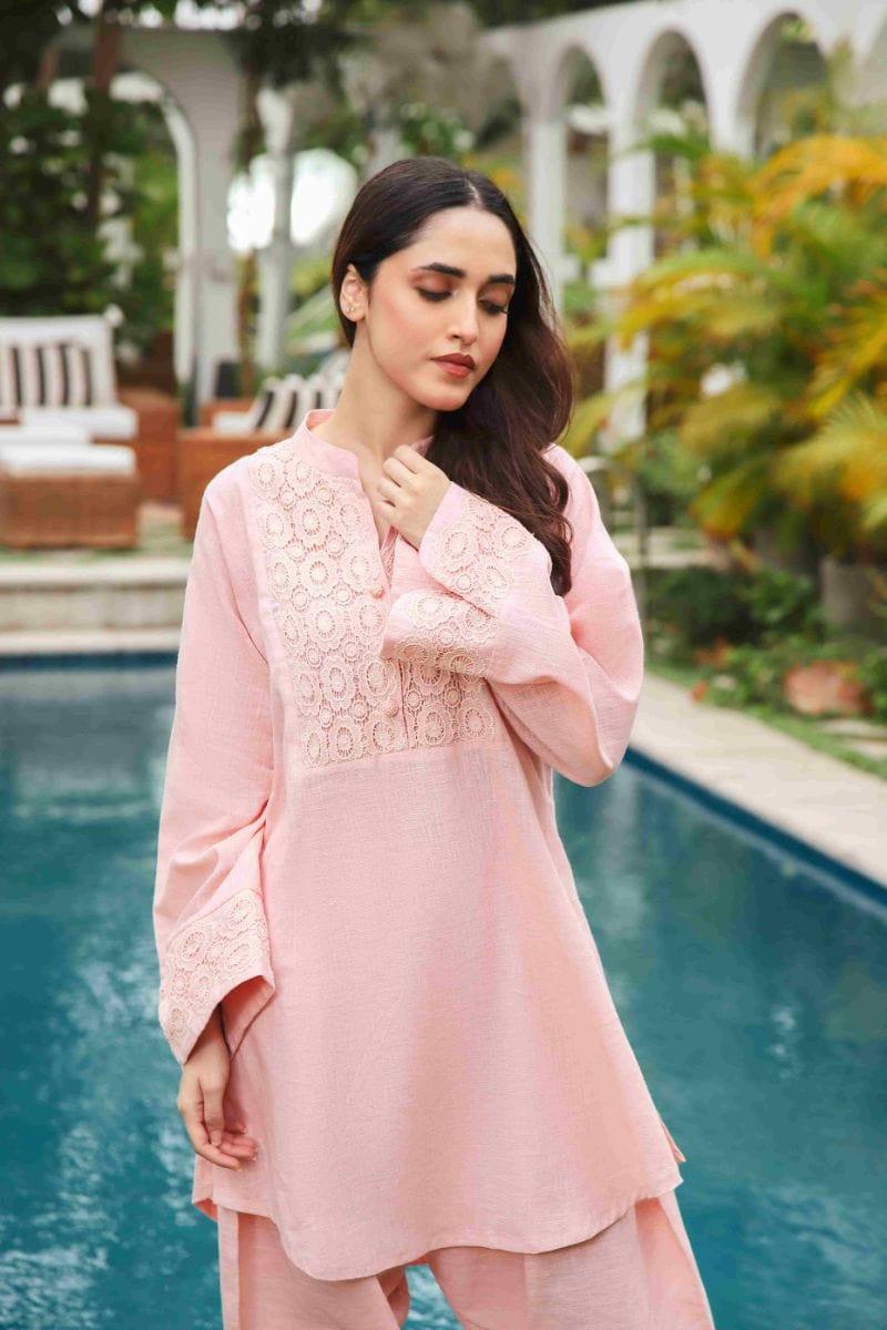 Shehrnaz - SHK-1195 - Peach - Irish linen - 2 Piece - Studio by TCS