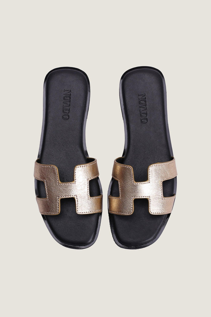 Novado - Women's H Style Leather Slipper - Golden Foil