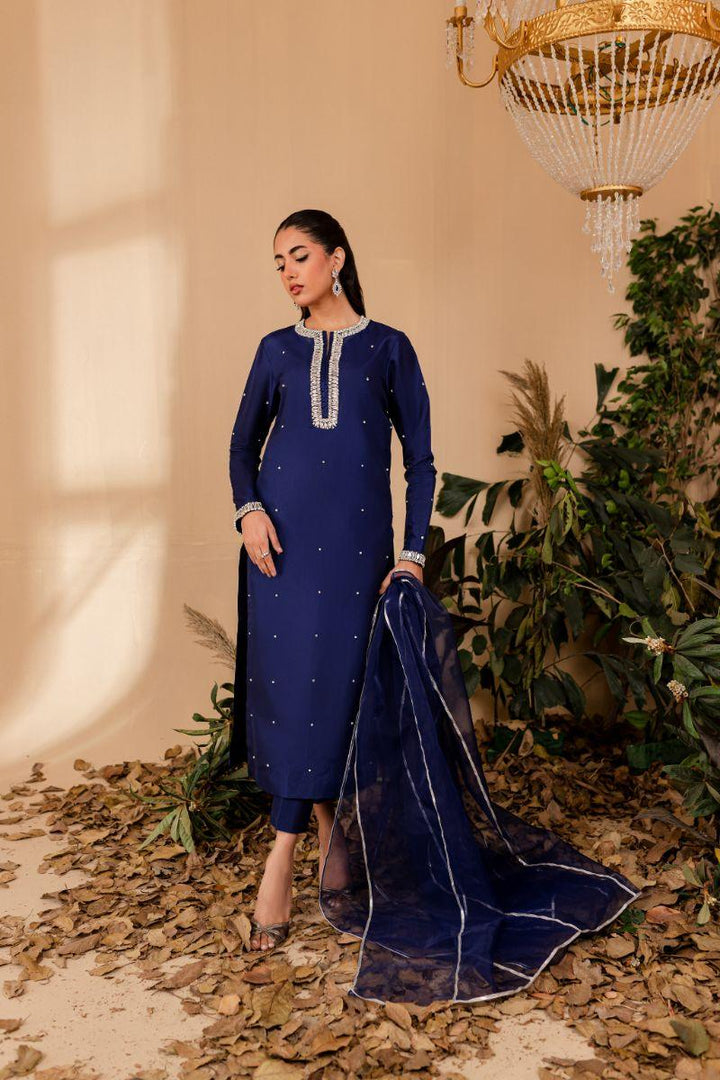 Allure by Ih - NAZ - MIDNIIGHT BLUE  - Katan Silk - 3 Piece