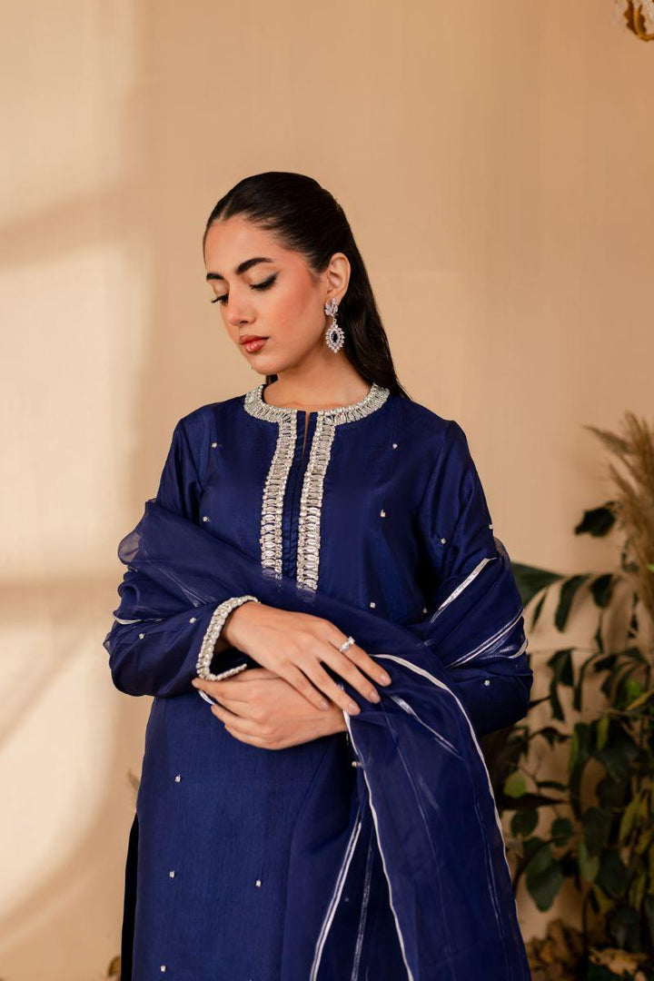 Allure by Ih - NAZ - MIDNIIGHT BLUE  - Katan Silk - 3 Piece