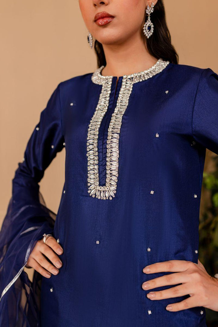 Allure by Ih - NAZ - MIDNIIGHT BLUE  - Katan Silk - 3 Piece