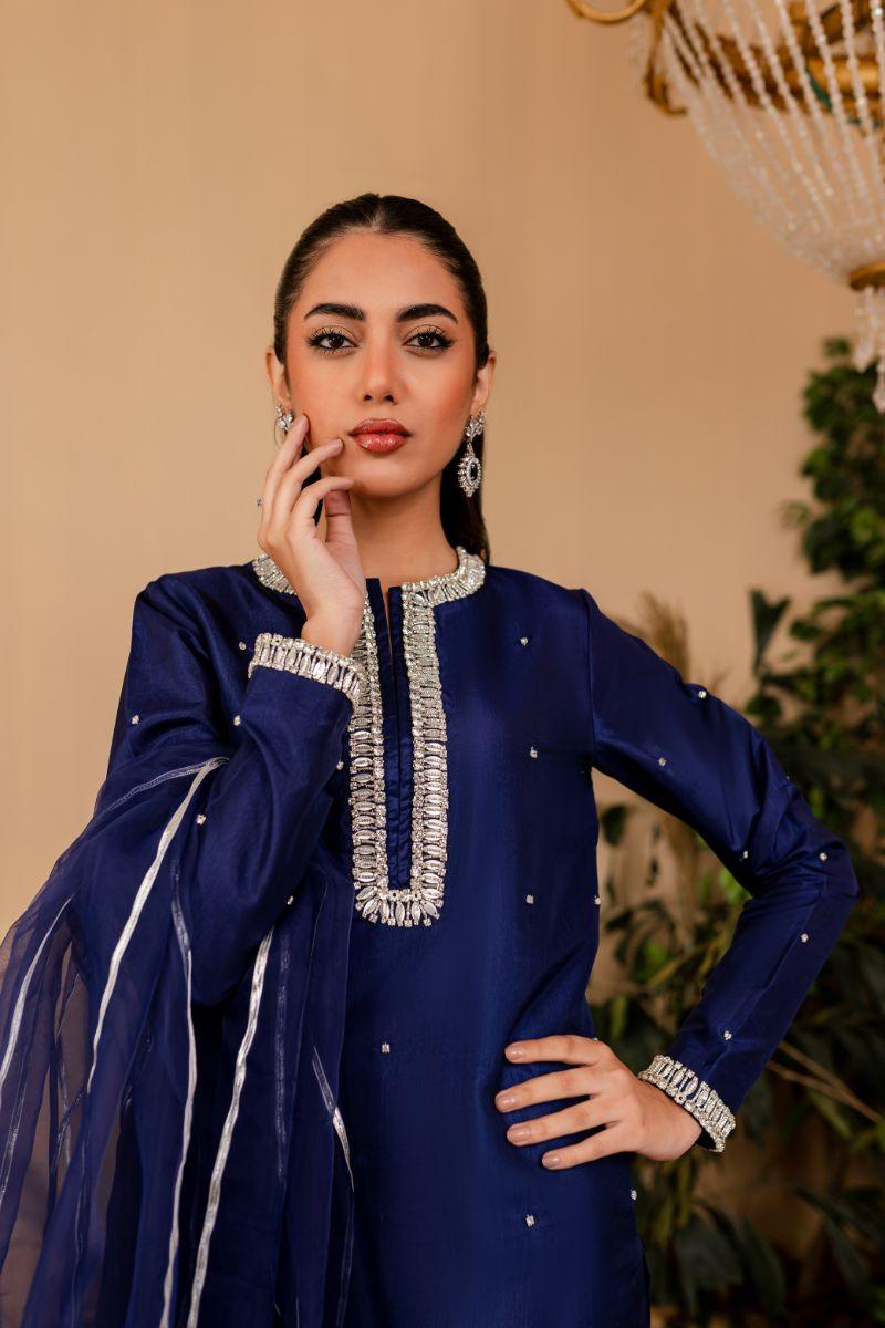 Allure by Ih - NAZ - MIDNIIGHT BLUE  - Katan Silk - 3 Piece