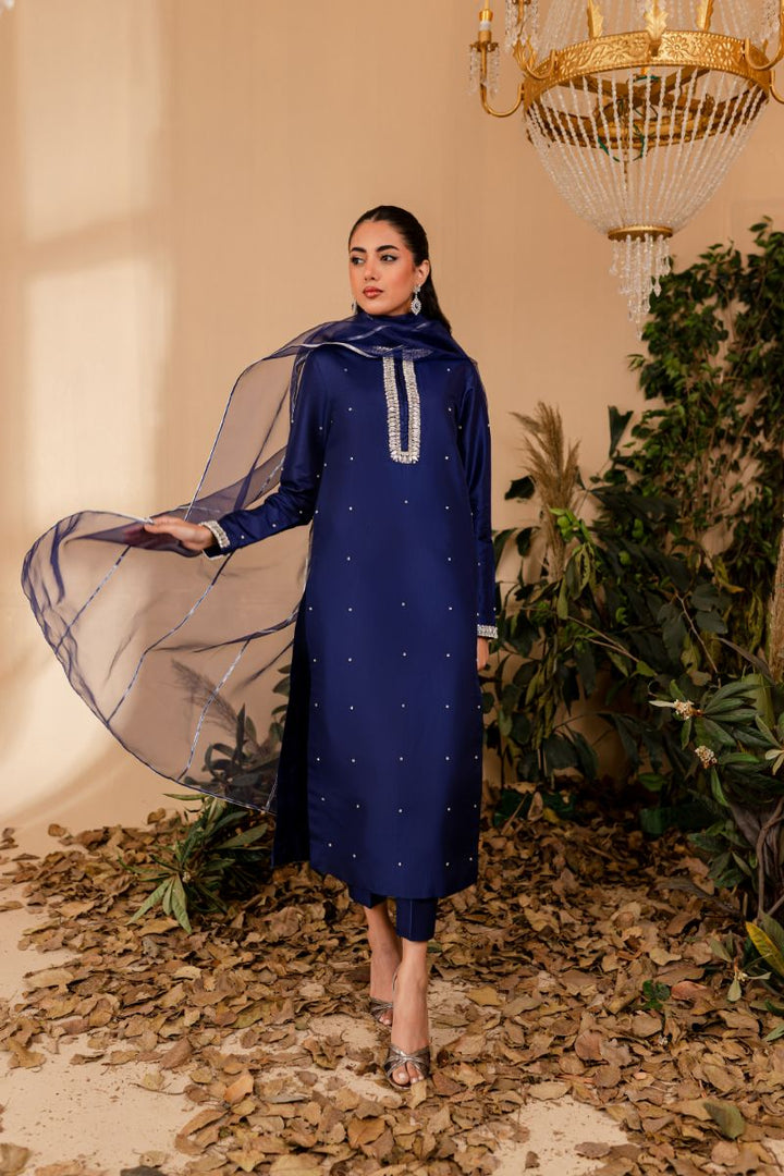 Allure by Ih - NAZ - MIDNIIGHT BLUE  - Katan Silk - 3 Piece