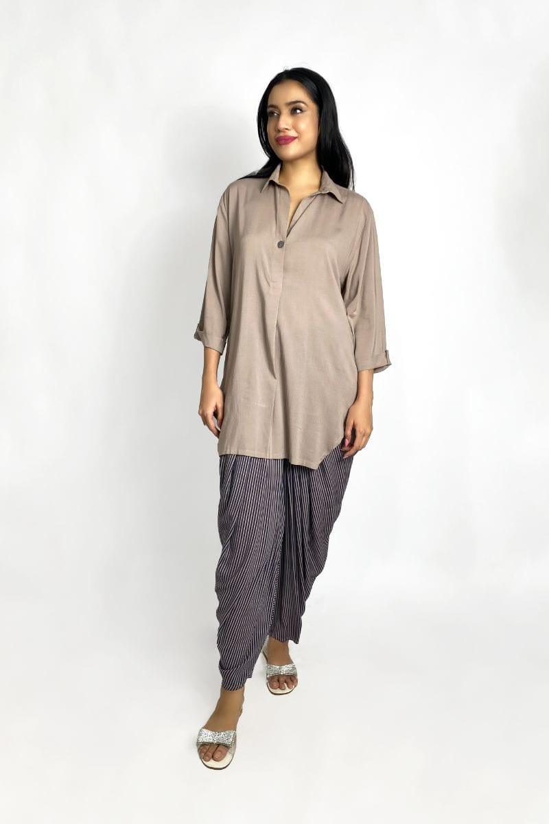 Gulabo - Beige Shirt & Cowl Shalwar - Bosky Lawn - 2 Piece Suit - Studio by TCS