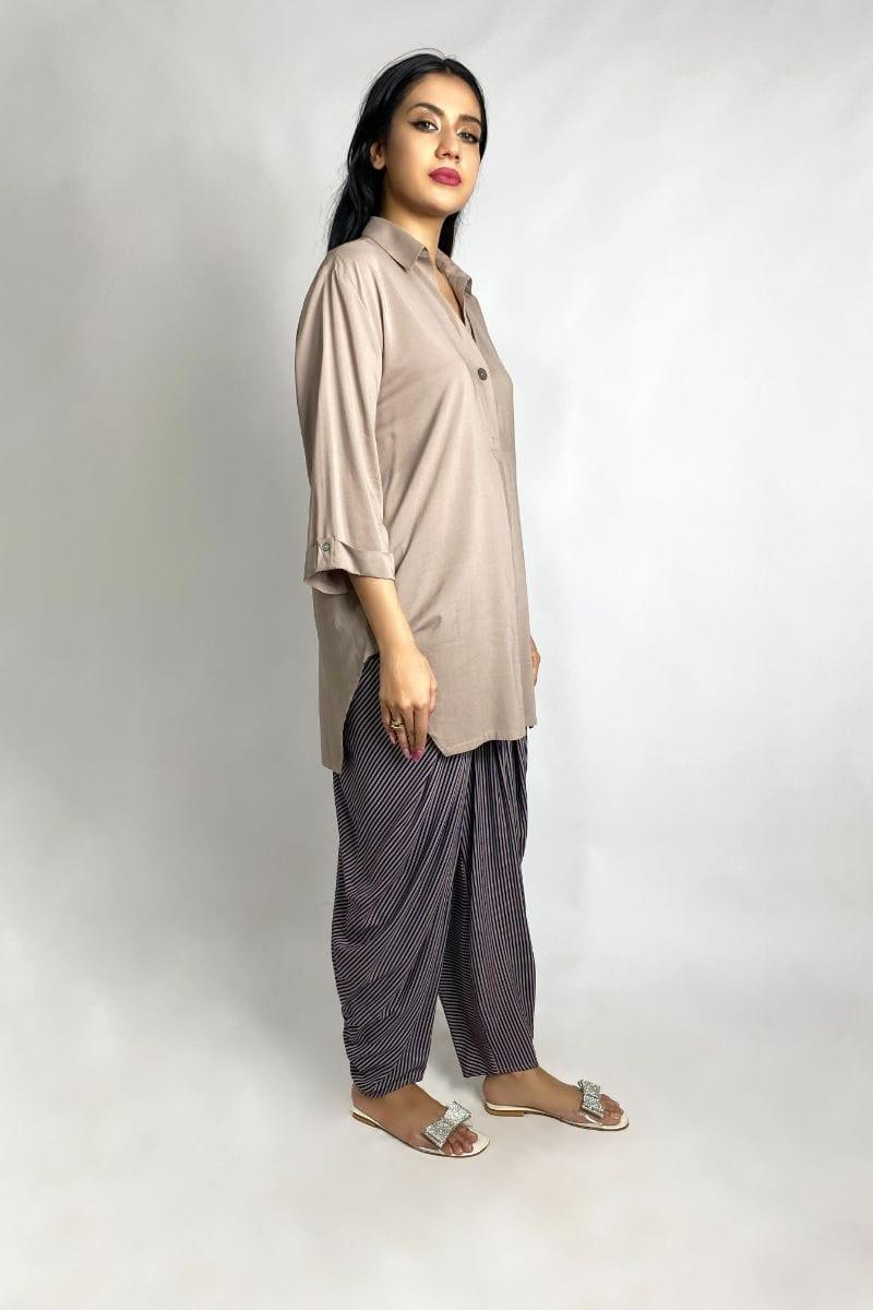 Gulabo - Beige Shirt & Cowl Shalwar - Bosky Lawn - 2 Piece Suit - Studio by TCS