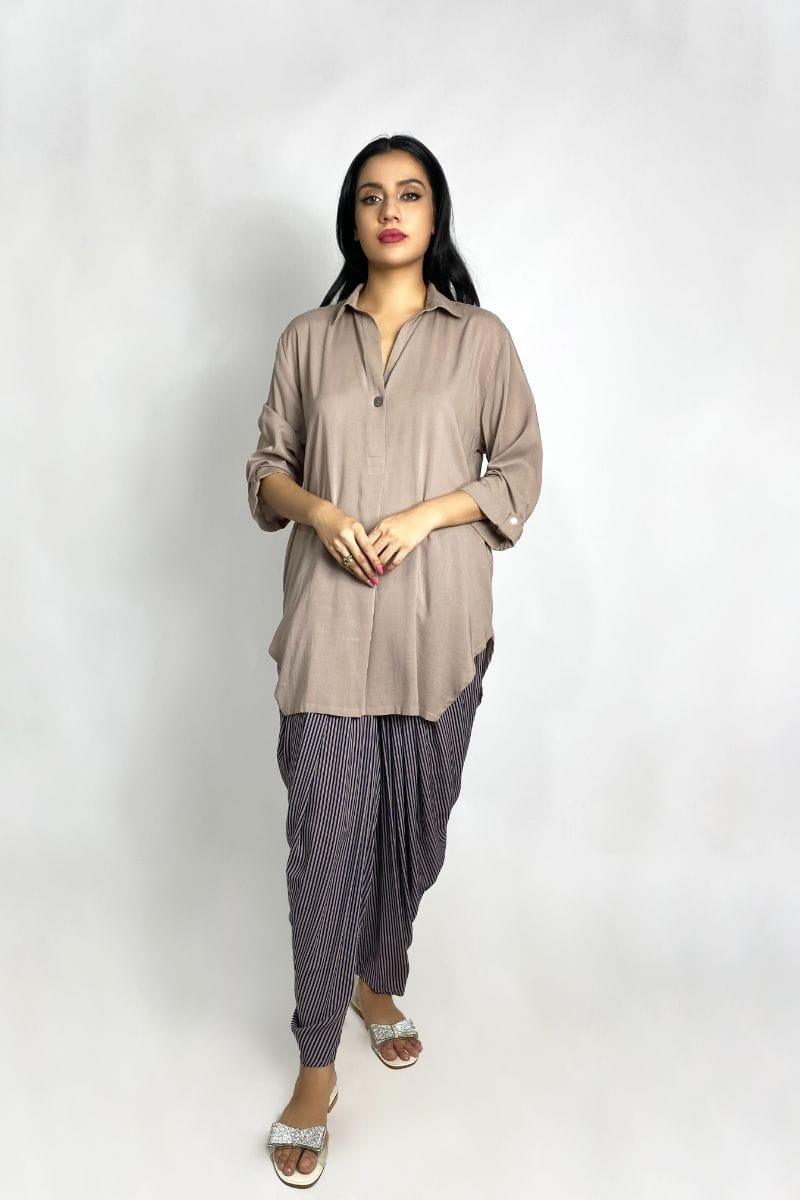 Gulabo - Beige Shirt & Cowl Shalwar - Bosky Lawn - 2 Piece Suit - Studio by TCS