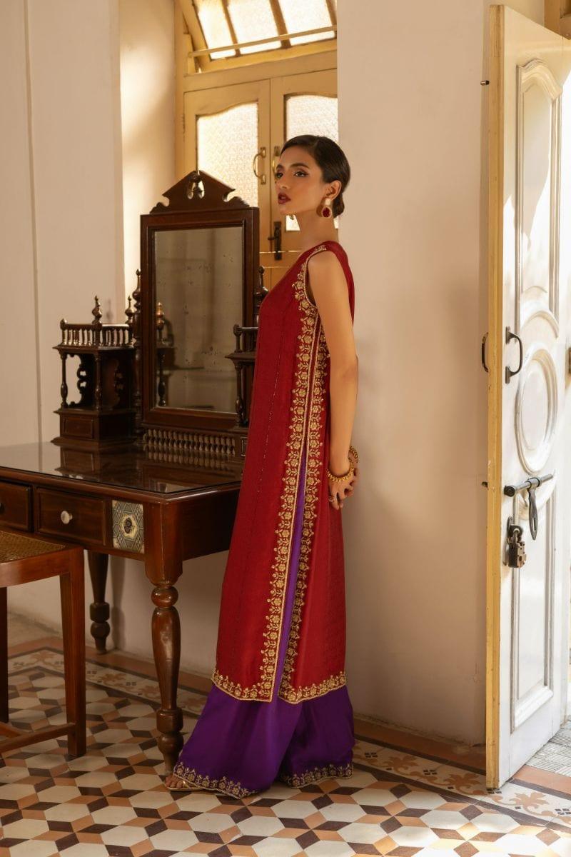 Insia Sohail - Garnet - Garnet red & purple - 3 Piece - Chiffon - Studio by TCS