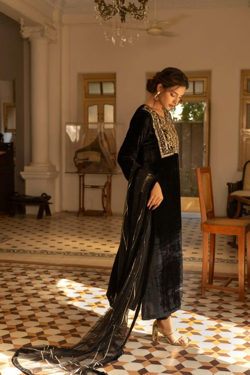 Insia Sohail - Anaara - Black - 3 Piece - Silk - Studio by TCS