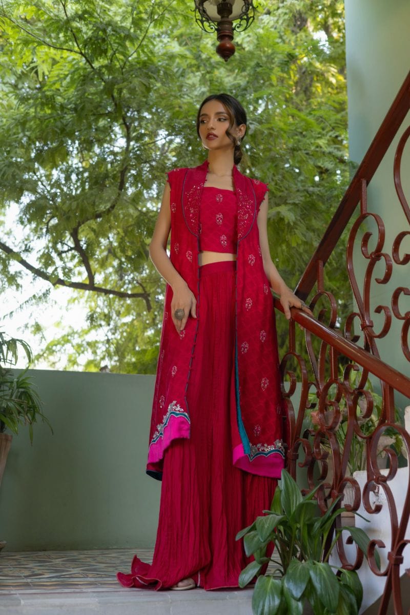 Insia Sohail - Khooshboo - Hot pink - 3 Piece - Cotton Silk - Studio by TCS