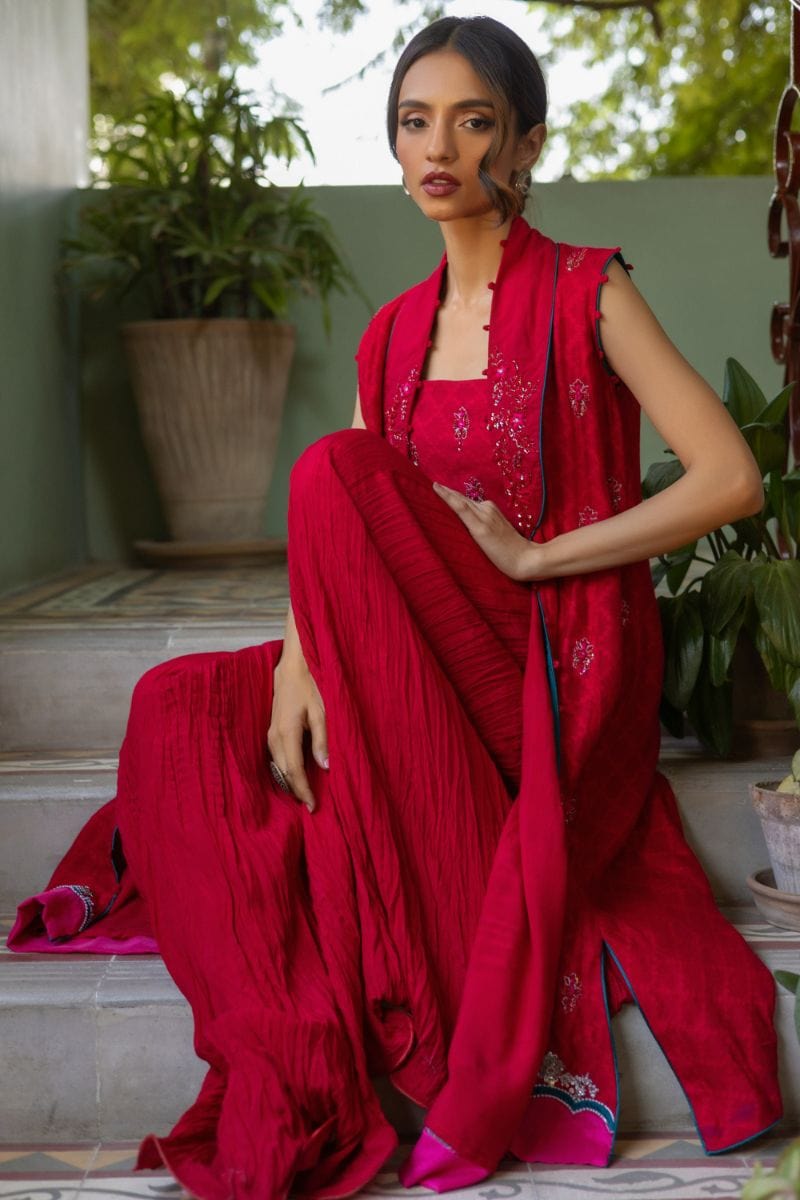 Insia Sohail - Khooshboo - Hot pink - 3 Piece - Cotton Silk - Studio by TCS