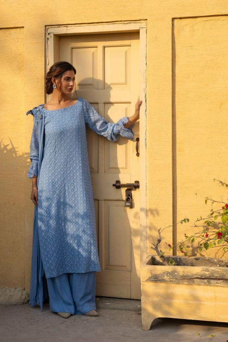 Insia Sohail - Chaandni - Ice blue - 3 Piece - Chiffon - Studio by TCS