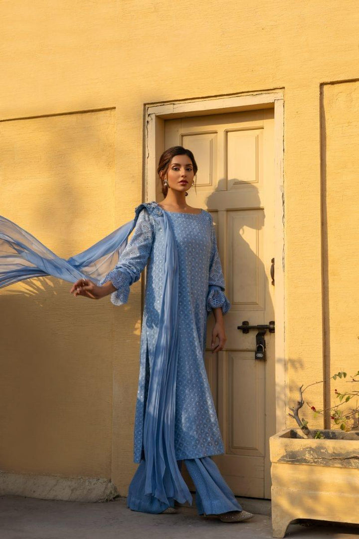 Insia Sohail - Chaandni - Ice blue - 3 Piece - Chiffon - Studio by TCS