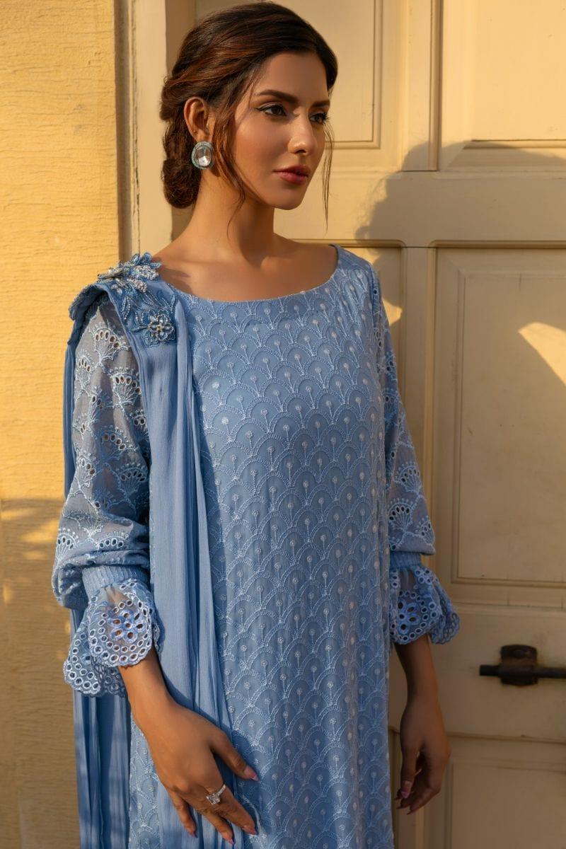 Insia Sohail - Chaandni - Ice blue - 3 Piece - Chiffon - Studio by TCS