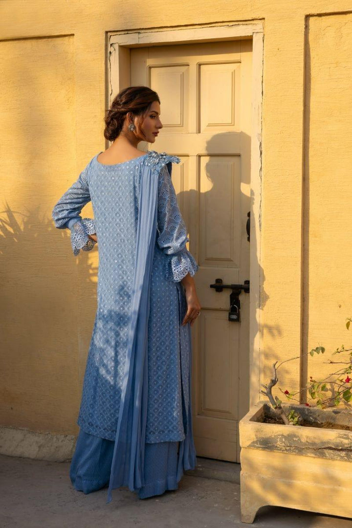 Insia Sohail - Chaandni - Ice blue - 3 Piece - Chiffon - Studio by TCS