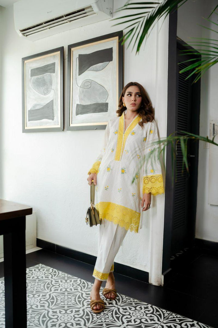 Leon - CHIC SUNSHINE - Yellow & White - Chikankari - 2 Piece