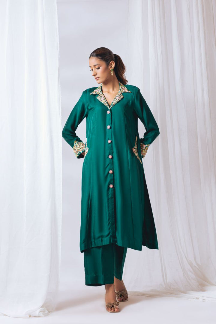 Khayal by Shaista Hasan - Jewel tone - Pure Georgette - 2 Piece