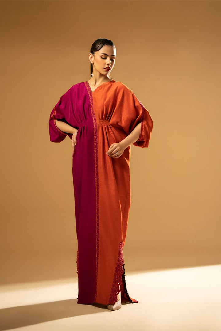 Fozia Khalid - Split-Tone Kaftan - Silk - 1 Piece