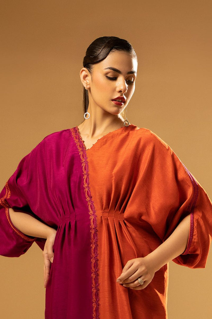 Fozia Khalid - Split-Tone Kaftan - Silk - 1 Piece