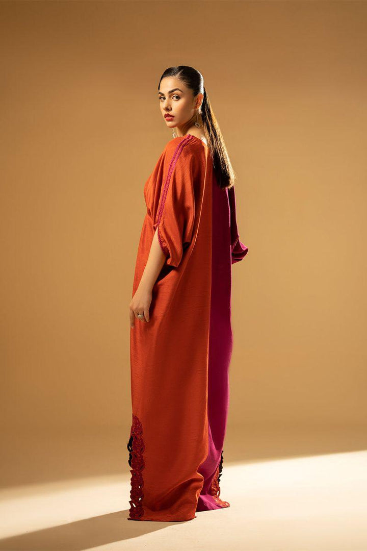 Fozia Khalid - Split-Tone Kaftan - Silk - 1 Piece