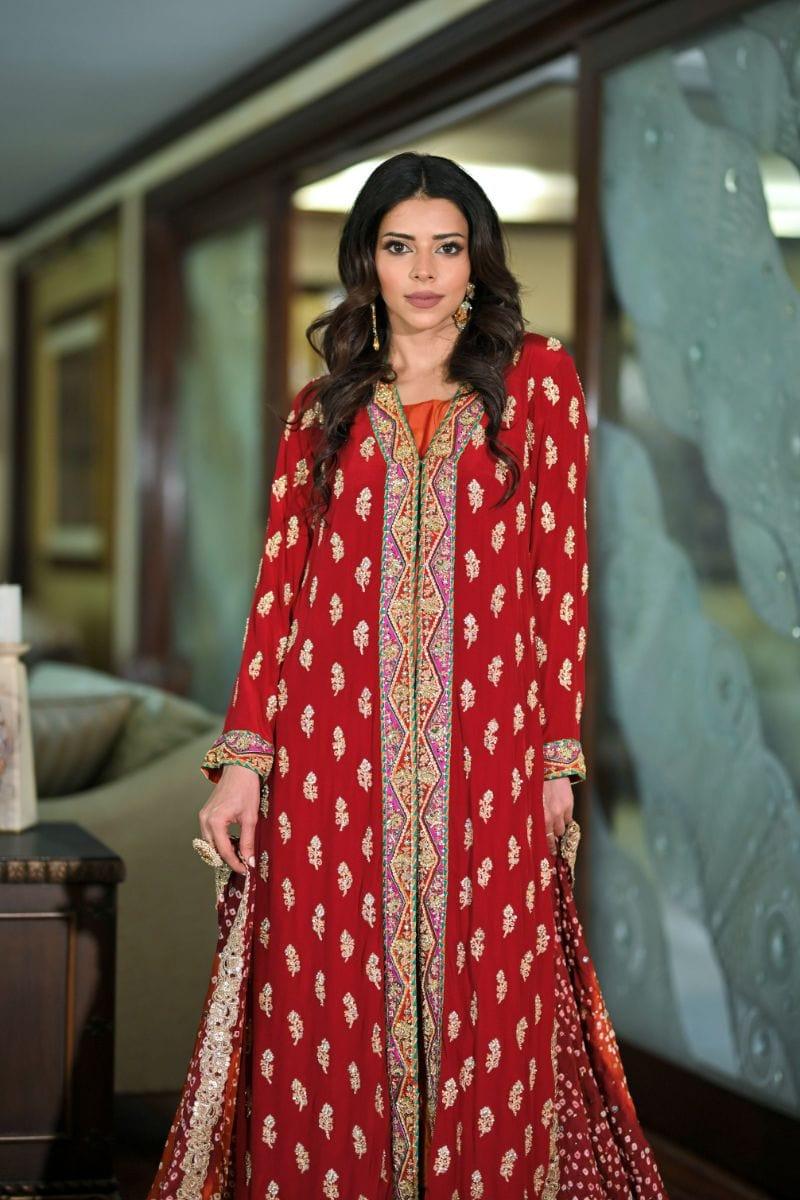 Khayal BY SHAISTA HASSAN - Red and Orange silk or shiffon - 3 Piece - Studio by TCS