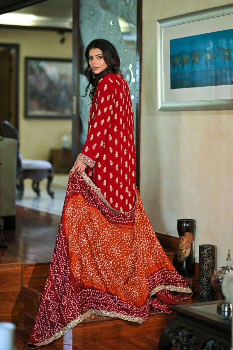 Khayal BY SHAISTA HASSAN - Red and Orange silk or shiffon - 3 Piece - Studio by TCS