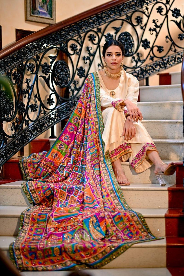 Khayal BY SHAISTA HASSAN - Off-White and multi-coloured raw silk - 3 Piece - Studio by TCS