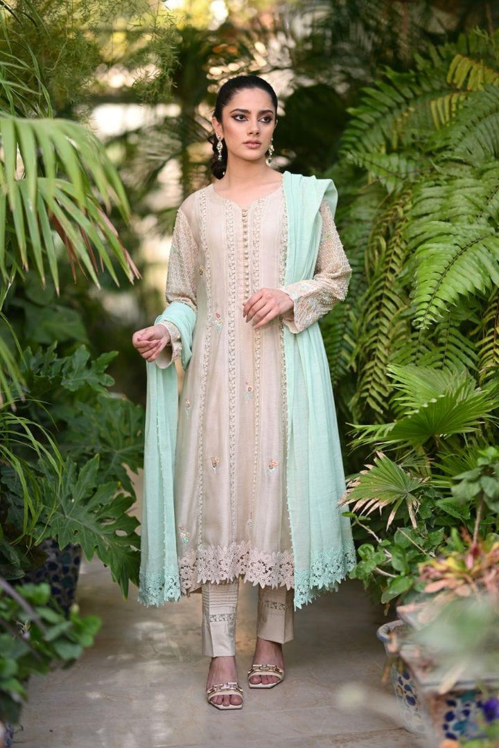 Khayal BY SHAISTA HASSAN - Beige and mint - Silk net - 3 Piece - Studio by TCS