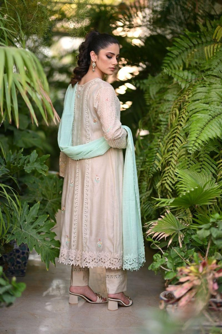 Khayal BY SHAISTA HASSAN - Beige and mint - Silk net - 3 Piece - Studio by TCS