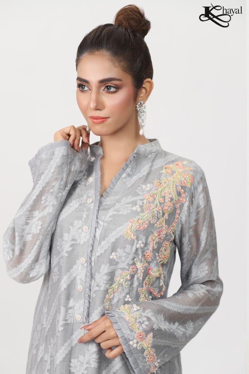 Khayal BY SHAISTA HASSAN - Grey jaal silk net - 3 Piece - Studio by TCS