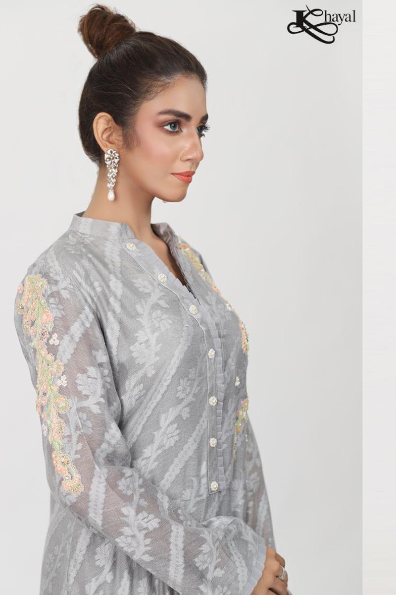 Khayal BY SHAISTA HASSAN - Grey jaal silk net - 3 Piece - Studio by TCS