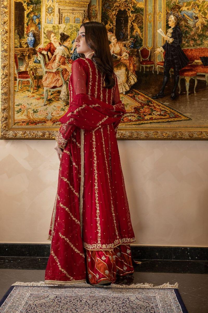 Khayal BY SHAISTA HASSAN - Pure silk net angarkha with chatta patti farshi gharara and silk net dupatta. - 3 Piece - Studio by TCS