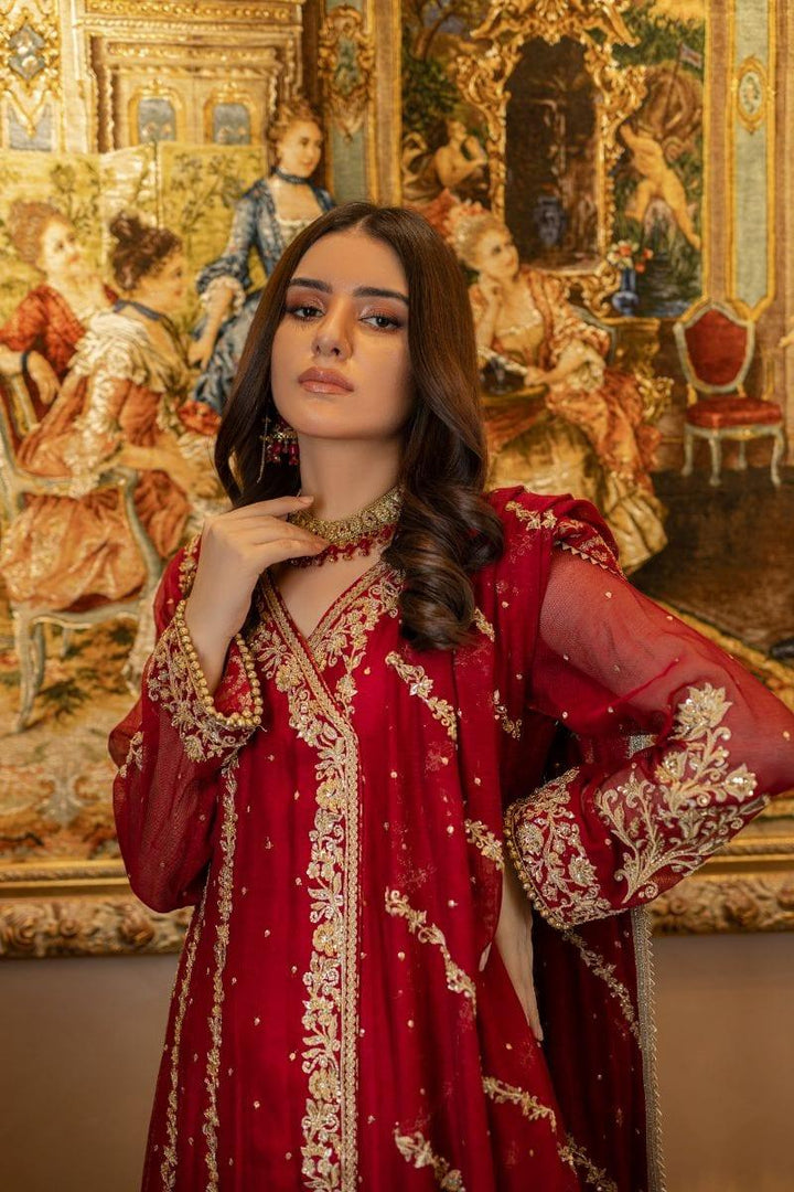 Khayal BY SHAISTA HASSAN - Pure silk net angarkha with chatta patti farshi gharara and silk net dupatta. - 3 Piece - Studio by TCS