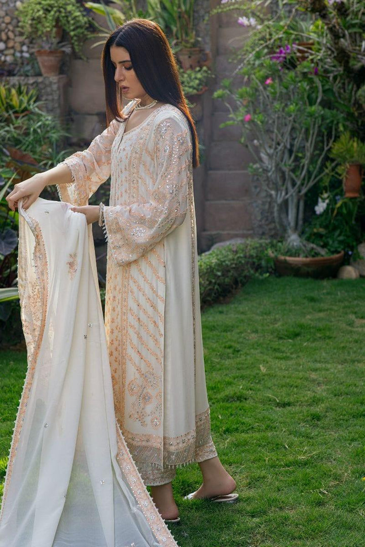 Khayal BY SHAISTA HASSAN - Off-White and Orange - Pure chiffon - 3 Piece - Studio by TCS