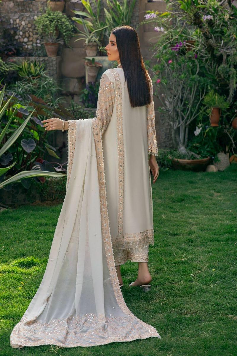 Khayal BY SHAISTA HASSAN - Off-White and Orange - Pure chiffon - 3 Piece - Studio by TCS