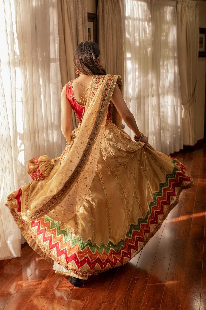 Khayal BY SHAISTA HASSAN - Red and gold lehenga - Silk - 3 Piece - Studio by TCS