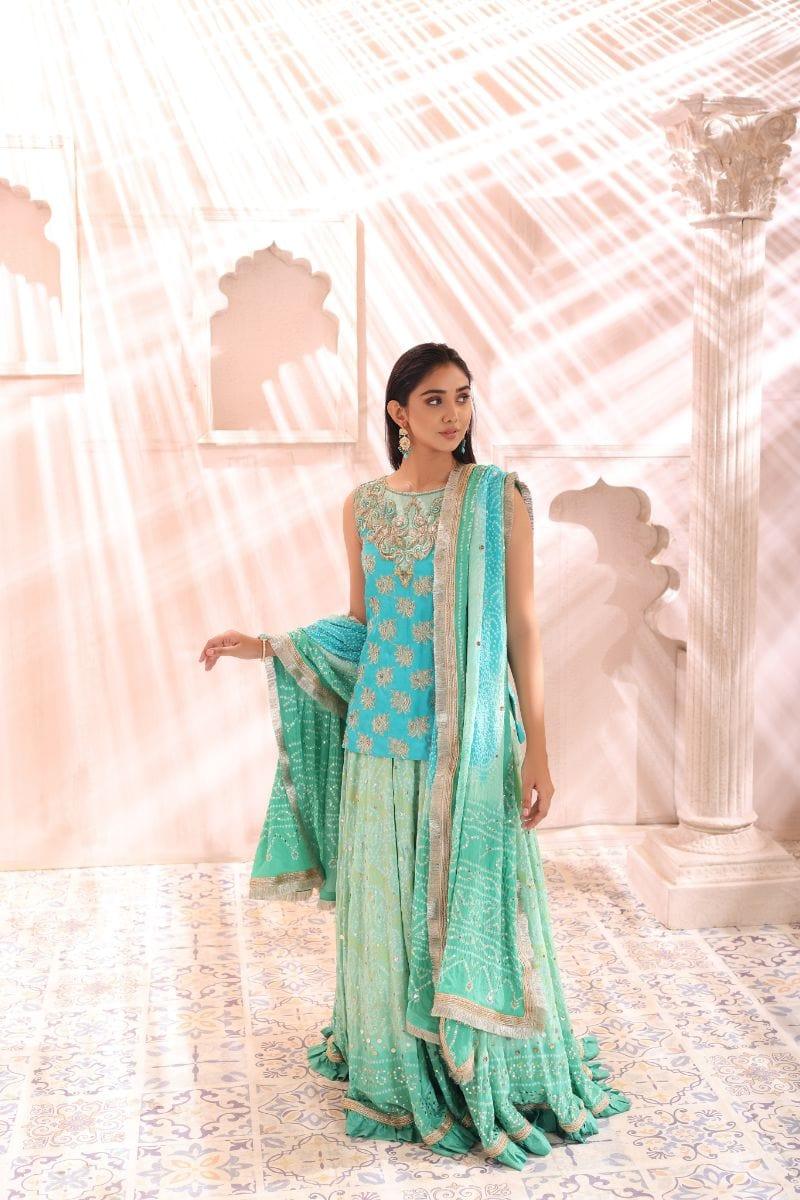 Khayal BY SHAISTA HASSAN - Blue chunri lehenga and dupatta - Silk - 3 Piece - Studio by TCS