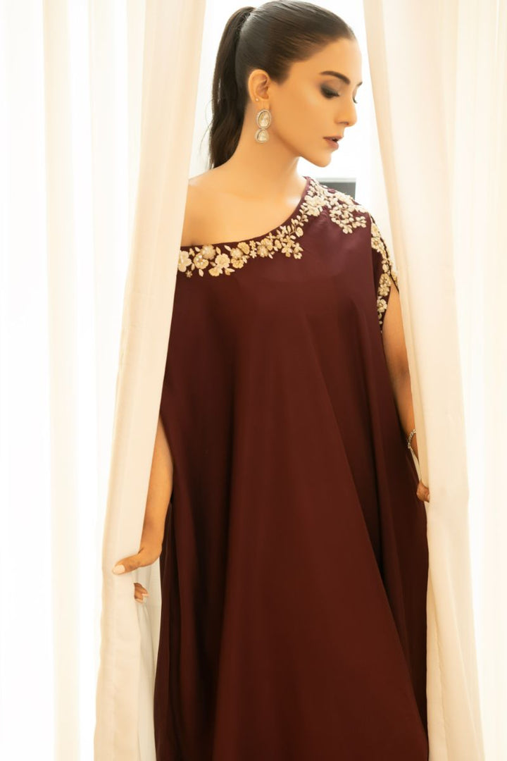 Insia Sohail - Kaftan - Plum - silk - 2 Piece