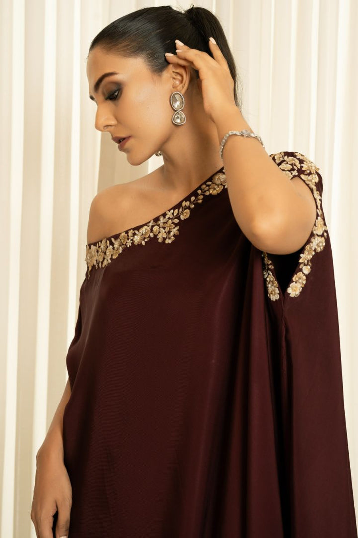 Insia Sohail - Kaftan - Plum - silk - 2 Piece