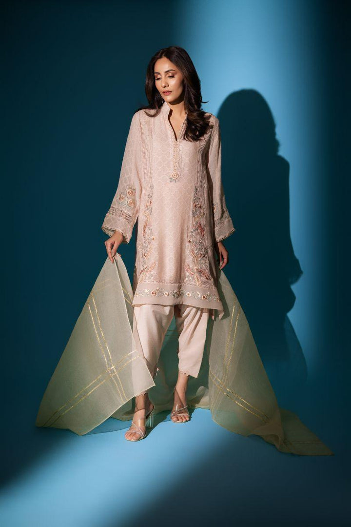 Insia Sohail - Kashmiri Chai - Pale Pink - 3 Piece - cotton net