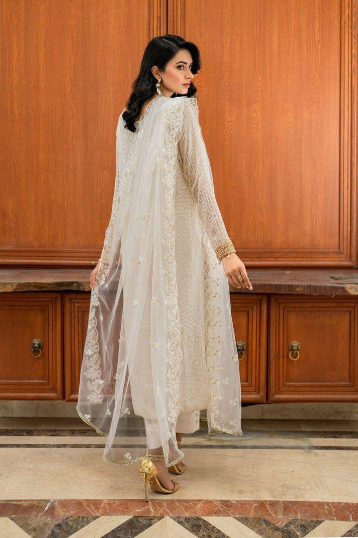 Natasha Kamal - Kiani - white gala - Embroidered Chiffon lined with crepe de chin - 3 Piece