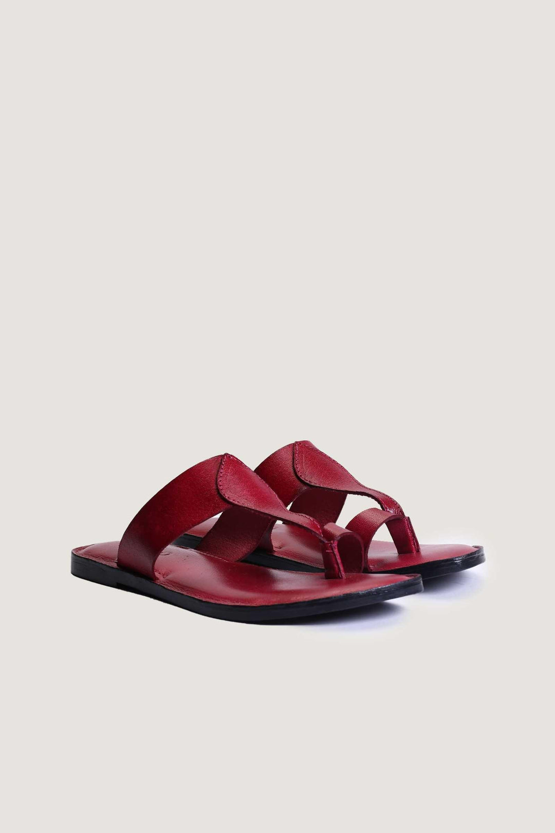 Novado - Kolhapuri Slippers with Toe Loop - Red Cherry